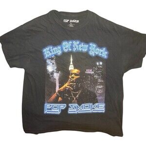 Pop Smoke King of New York Graphic T-Shirt Men’s XL Black 100% Cotton Rap Tee